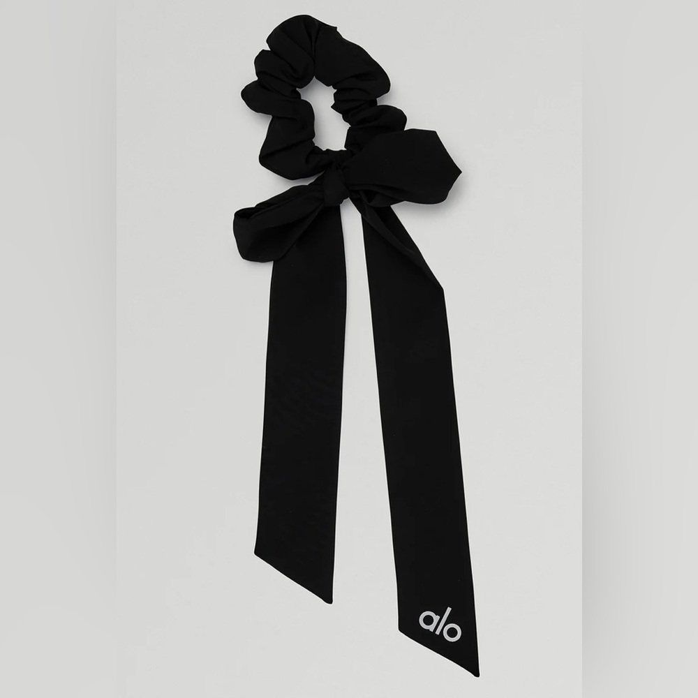 Alo Yoga Black Love Knots Tie Scrunchie